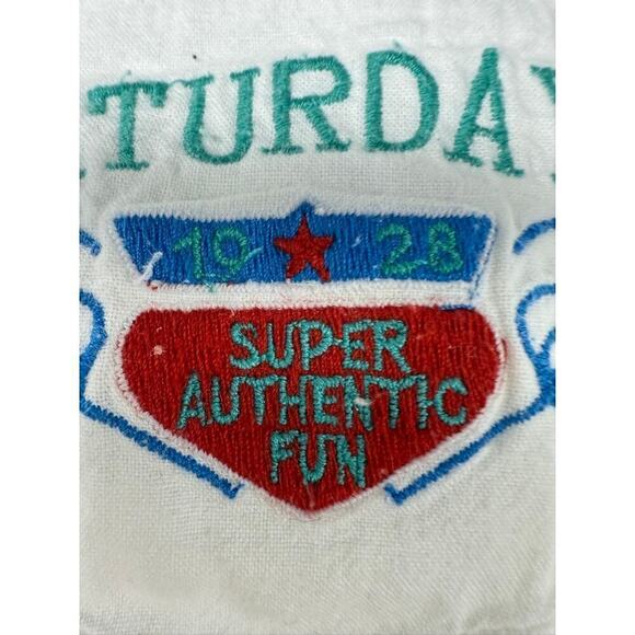 Vtg 80s Saturdays San Francisco White Sweatshirt Embroidered Logo Womens L - Picture 6 of 6